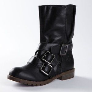 CK Jeans Farryn Black Grainy Leather Boots
